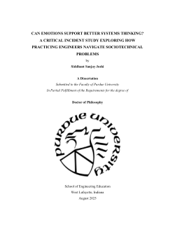 <b>Can emotions support better systems thinking? A critical incident study exploring how practicing engineers navigate sociotechnical problems</b>