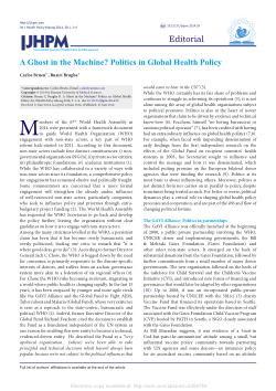A ghost in the machine? Politics in global health policy.