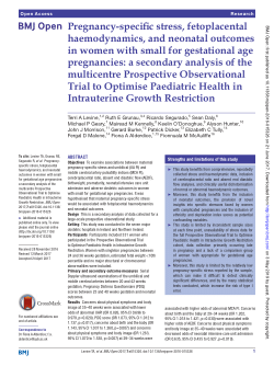 Pregnancy-specific stress, fetoplacental haemodynamics, and neonatal outcomes in women with small for gestational age pregnancies: a secondary analysis of the multicentre Prospective Observational Trial to Optimise Paediatric Health in Intrauterine Growth Restriction.