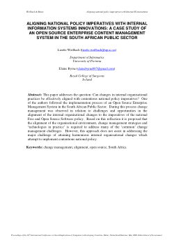 Aligning national policy imperatives with internal information systems innovations: a case study of an open source enterprise content management system in the South African public sector
