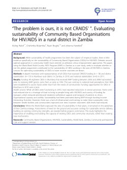 "The problem is ours, it is not CRAIDS' ". Evaluating sustainability of Community Based Organisations for HIV/AIDS in a rural district in Zambia.