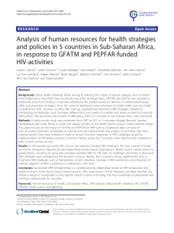 Analysis of human resources for health strategies and policies in 5 countries in Sub-Saharan Africa, in response to GFATM and PEPFAR-funded HIV-activities.