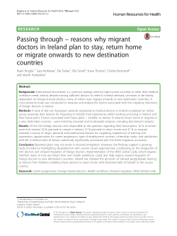 Passing through - reasons why migrant doctors in Ireland plan to stay, return home or migrate onwards to new destination countries
