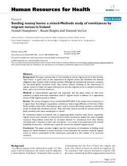 Sending money home: a mixed-Methods study of remittances by migrant nurses in Ireland