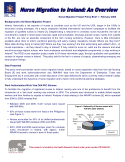 Nurse Migration to Ireland: An Overview. Nurse Migration Project Policy Brief 1