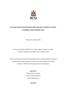 Accessing Insulin Pump Therapy by Adults with Type 1 Diabetes in Ireland. A Multiphase Mixed Methods Study.