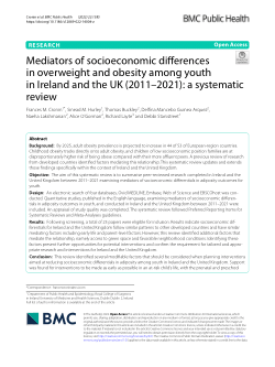 Mediators of socioeconomic differences in overweight and obesity among youth in Ireland and the UK (2011-2021): a systematic review