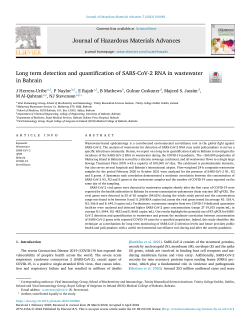 Long term detection and quantification of SARS-CoV-2 RNA in wastewater in Bahrain