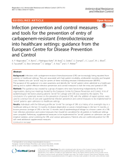 Infection prevention and control measures and tools for the prevention of entry of carbapenem-resistant Enterobacteriaceae into healthcare settings: guidance from the European Centre for Disease Prevention and Control