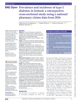 Prevalence and incidence of type 1 diabetes in Ireland: a retrospective cross-sectional study using a national pharmacy claims data from 2016
