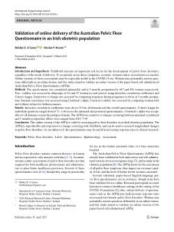 Validation of online delivery of the Australian Pelvic Floor Questionnaire in an Irish obstetric population