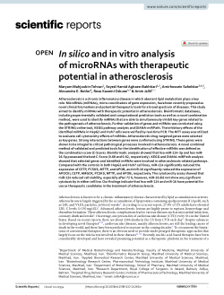 In silico and in vitro analysis of microRNAs with therapeutic potential in atherosclerosis