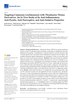 Targeting cutaneous leishmaniasis with thiadiazine thione derivatives: an in vivo study of its anti-inflammatory, anti-pyretic, anti-nociceptive, and anti-sedative properties