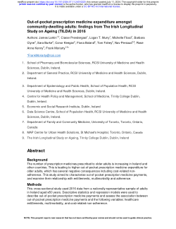 Out-of-pocket prescription medicine expenditure amongst community-dwelling adults: findings from the Irish Longitudinal Study on Ageing (TILDA) in 2016
