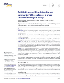 Antibiotic prescribing intensity and community UTI resistance: a cross-sectional ecological study
