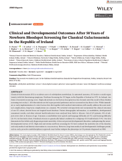 Clinical and developmental outcomes after 50 years of newborn bloodspot screening for classical galactosaemia in the Republic of Ireland