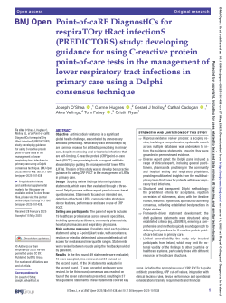 Point-of-caRE DiagnostICs for respiraTOry tRact infectionS (PREDICTORS) study: developing guidance for using C-reactive protein point-of-care tests in the management of lower respiratory tract infections in primary care using a Delphi consensus technique