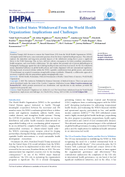 The United States withdrawal from the World Health Organization: implications and challenges