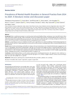 Prevalence of mental health disorders in general practice from 2014 to 2024: a literature review and discussion paper