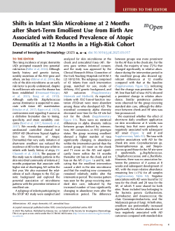Shifts in infant skin microbiome at 2 months after short-term emollient use from birth are associated with reduced prevalence of atopic dermatitis at 12 months in a high-risk cohort