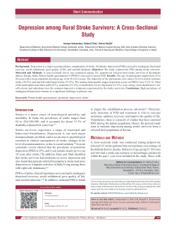 Depression among rural stroke survivors: a cross-sectional study