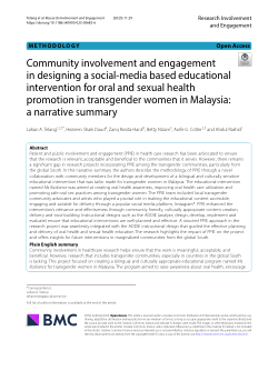 Community involvement and engagement in designing a social-media based educational intervention for oral and sexual health promotion in transgender women in Malaysia: a narrative summary