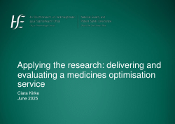 Applying the research: delivering and evaluating a medicines optimisation service