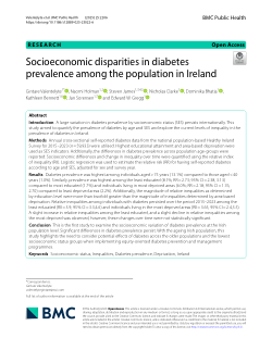 Socioeconomic disparities in diabetes prevalence among the population in Ireland