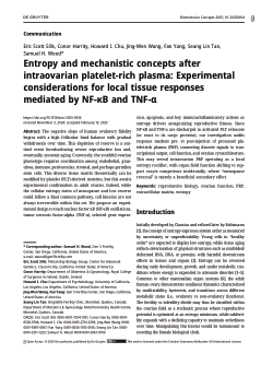 Entropy and mechanistic concepts after intraovarian platelet-rich plasma: experimental considerations for local tissue responses mediated by NF-κB and TNF-α