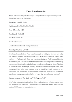 Untitled ItemProject_ WIL  as a catalyst for reflective practice among South African final year pre-service teachers