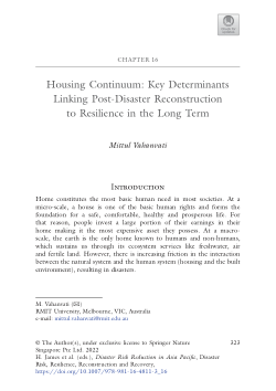 Housing Continuum: Key Determinants Linking Post-Disaster Reconstruction to Resilience in the Long Term