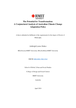 The Potential for Transformation: A Conjunctural Analysis of Australian Climate Change Adaptation Policy