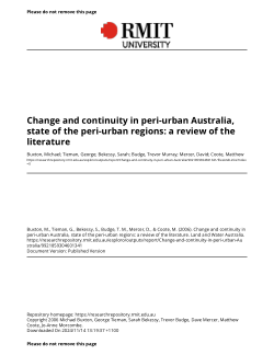 Change and continuity in peri-urban Australia, state of the peri-urban regions: a review of the literature