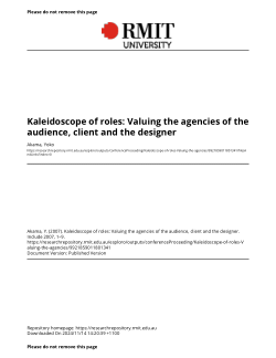 Kaleidoscope of roles: Valuing the agencies of the audience, client and the designer