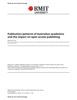 Publication patterns of Australian academics and the impact on open access publishing