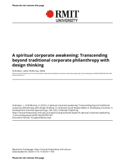 A spiritual corporate awakening: Transcending beyond traditional corporate philanthropy with design thinking