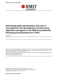 Rethinking public participation: the role of non-experts in the development of third party objection and appeal in the NSW Environmental Planning and Assessment Act (1979)