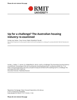 Up for a challenge? The Australian housing industry re-examined