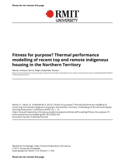 Fitness for purpose? Thermal performance modelling of recent top end remote indigenous housing in the Northern Territory