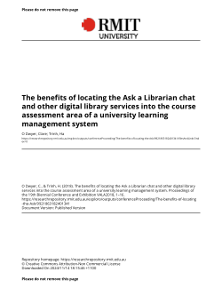 The benefits of locating the Ask a Librarian chat and other digital library services into the course assessment area of a university learning management system