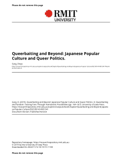 Queerbaiting and Beyond: Japanese Popular Culture and Queer Politics.
