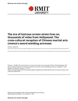 The era of lustrous screen sirens lives on, thousands of miles from Hollywood: The cross-cultural reception of Chinese martial arts cinema's sword-wielding actresses