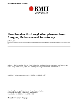 Neo-liberal or third way? What planners from Glasgow, Melbourne and Toronto say