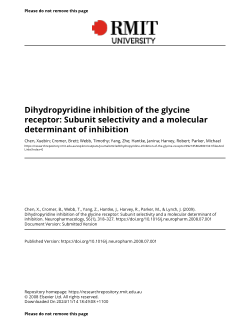 Dihydropyridine inhibition of the glycine receptor: Subunit selectivity and a molecular determinant of inhibition
