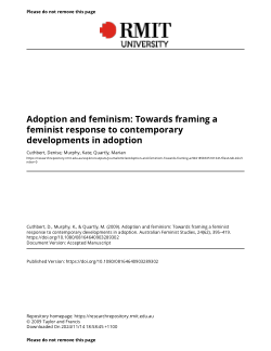 Adoption and feminism: Towards framing a feminist response to contemporary developments in adoption