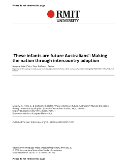 'These infants are future Australians': Making the nation through intercountry adoption