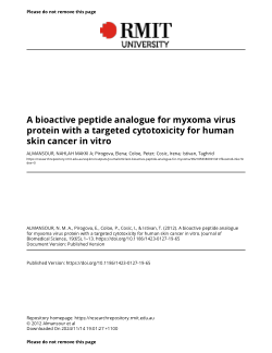 A bioactive peptide analogue for myxoma virus protein with a targeted cytotoxicity for human skin cancer in vitro
