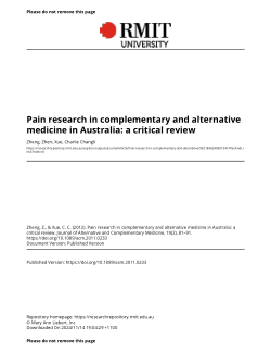 Pain research in complementary and alternative medicine in Australia: a critical review