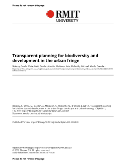 Transparent planning for biodiversity and development in the urban fringe