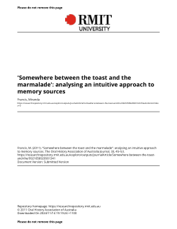 'Somewhere between the toast and the marmalade': analysing an intuitive approach to memory sources